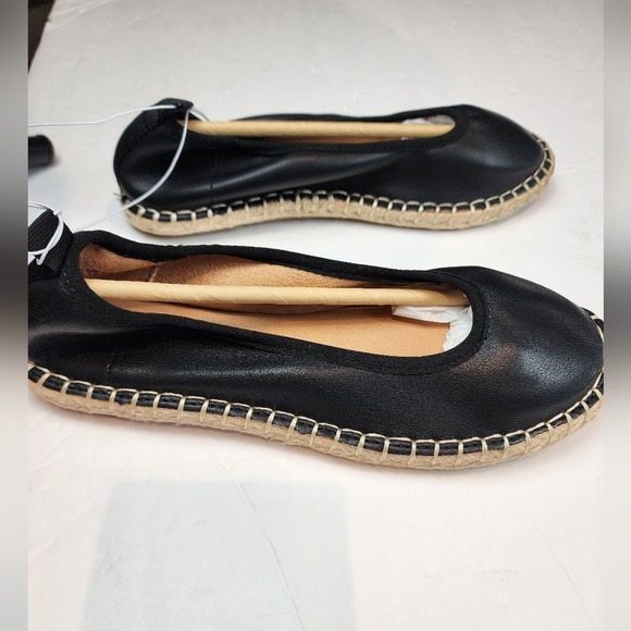 New Black Espadrille Ballet Flats Womens Black Cushion Comfort Slipons Size 6 - Picture 7 of 12